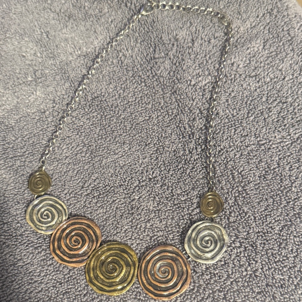 Elegant Costume Spiral Necklace in Gold, Silver, and Bronze